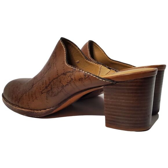 Patricia Nash Leather Global Map Mules Shoes Womens Size 10 Carmine Brown - Picture 3 of 9